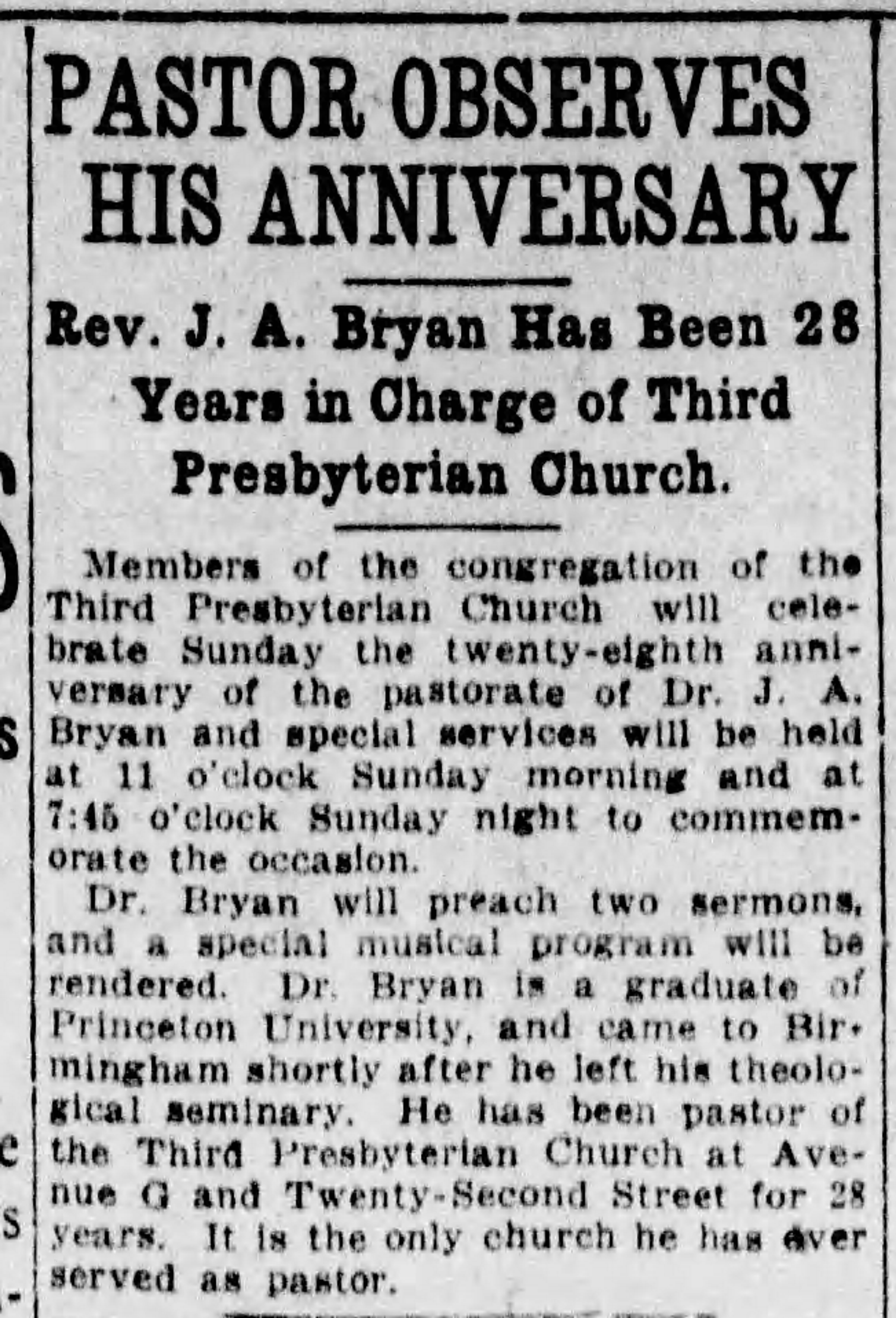 Pastor Observes His Anniversary